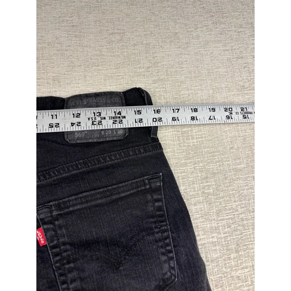 Levis 569 Mens 29x30 Jeans Fuzzy Black Faded Denim Grungy Washed Rocker Cut Pant